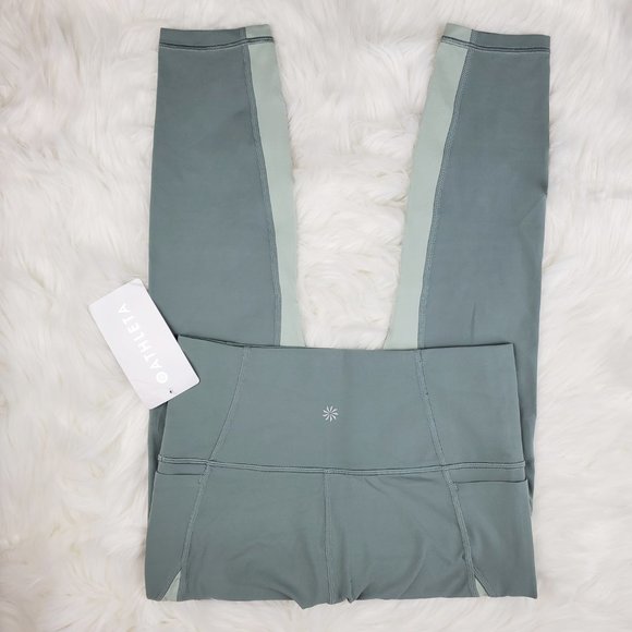 NWOT Athleta Green Colorblock Salutation Leggings - Picture 5 of 7